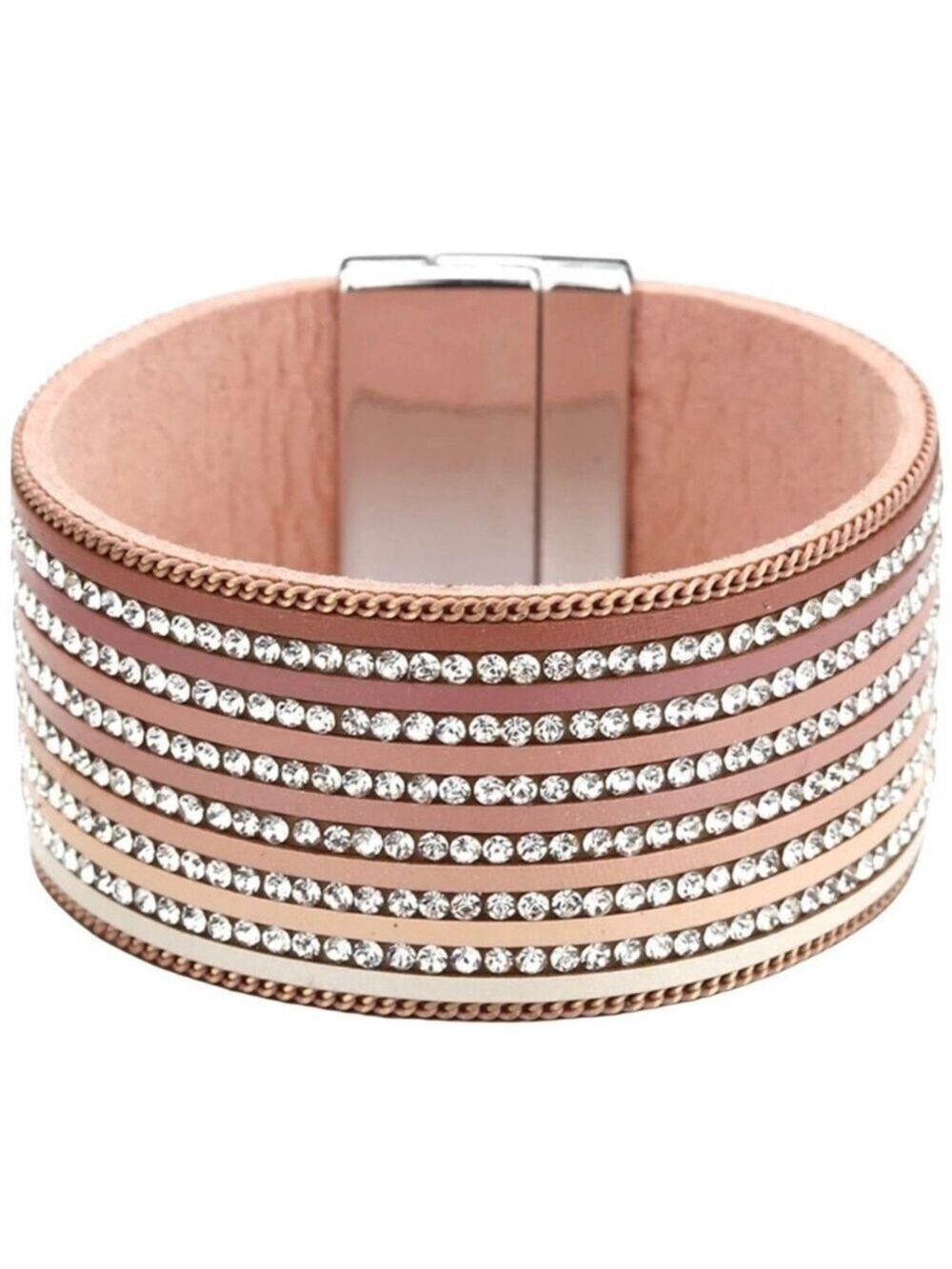 Rhinestone Gradient Color Leather Bracelet
